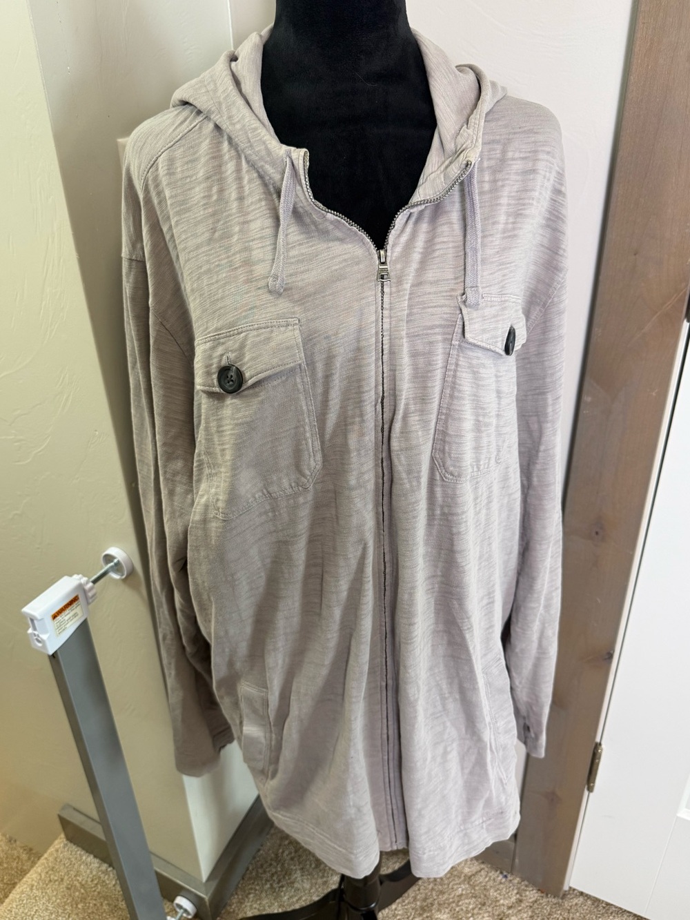 Banana Republic Factory Grey Burnout Hoodie Full Zip Light Grey Lightweight XXL